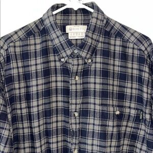 gray plaid Beretta Firearms Team Italy shooting rifle target flannel shirt XL